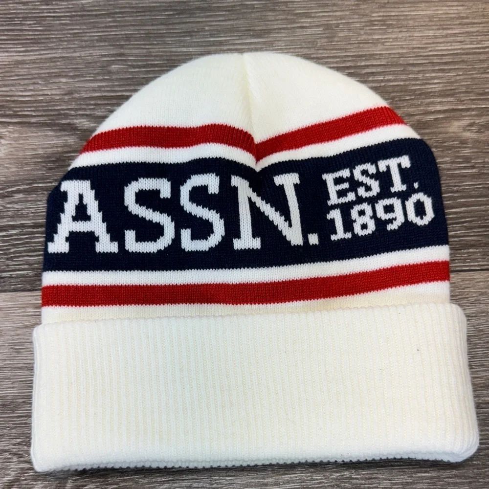 U.S. Polo Assn. Cream and Navy Beanie